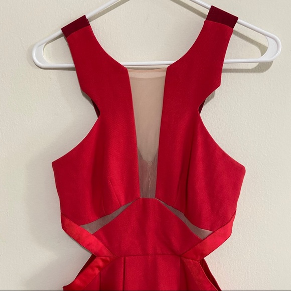 Three Floor Red "Look See" Cut Out Mini Dress - Picture 6 of 16
